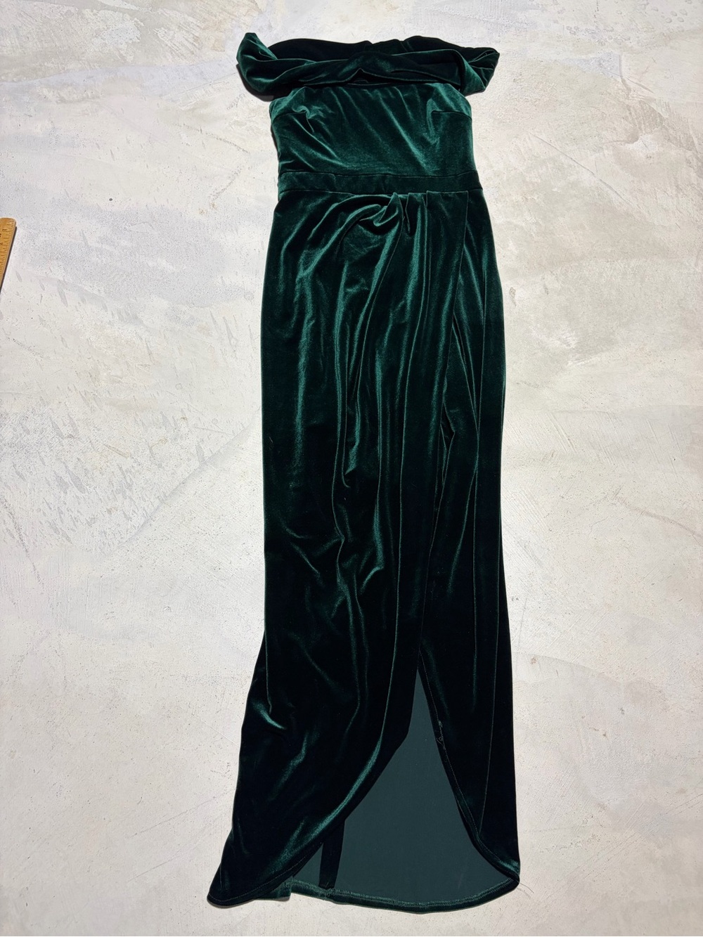 BHLDN Anthropologie Off-Shoulder Edison Velvet Evening Gown Emerald Green 6